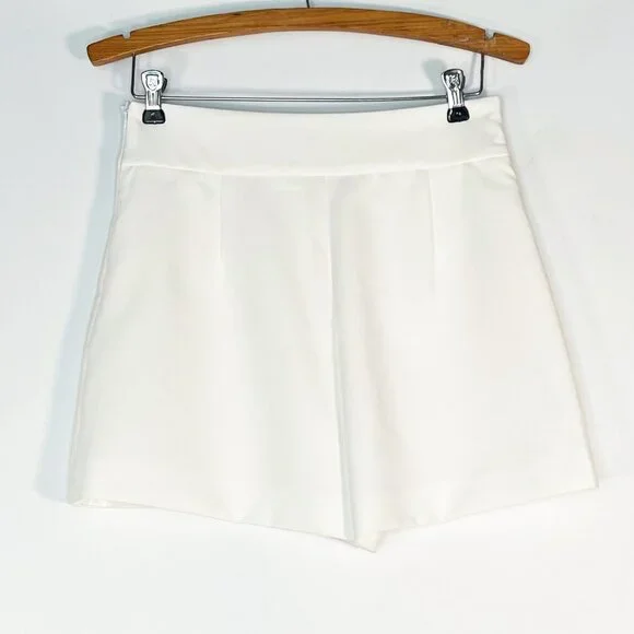 Zara High-waisted Slit Skort Wrap Shorts Oyster White NWT - Picture 6 of 10